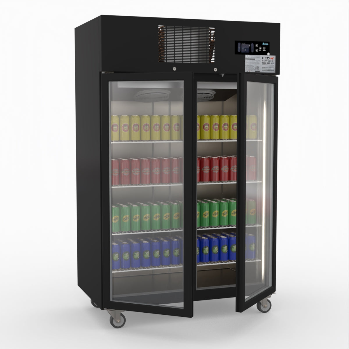 Thermaster Double Door Upright Display Fridge (black) SUCG1000B