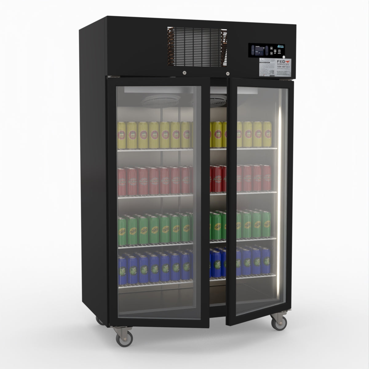Thermaster Double Door Upright Display Fridge (black) SUCG1000B