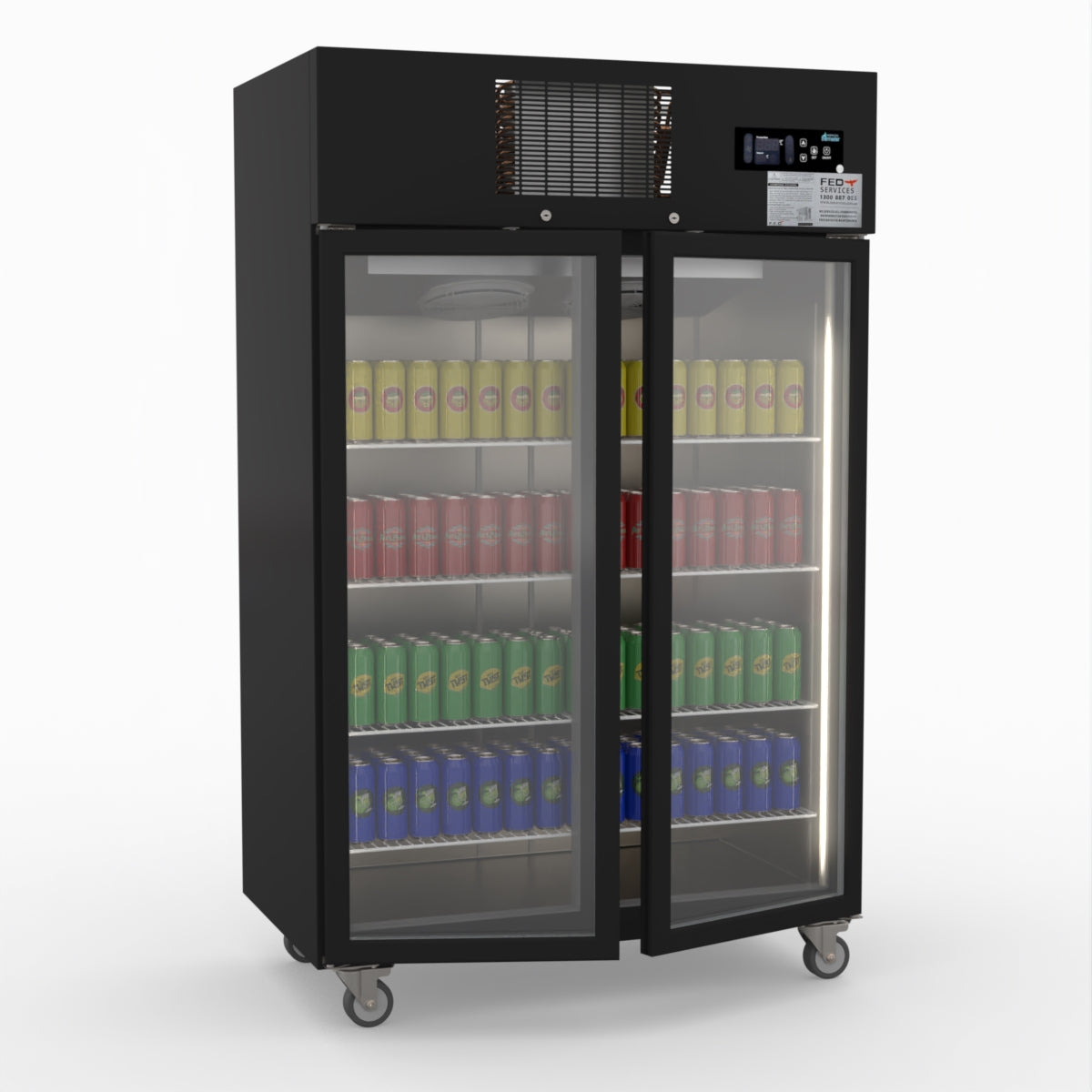 Thermaster Double Door Upright Display Fridge (black) SUCG1000B