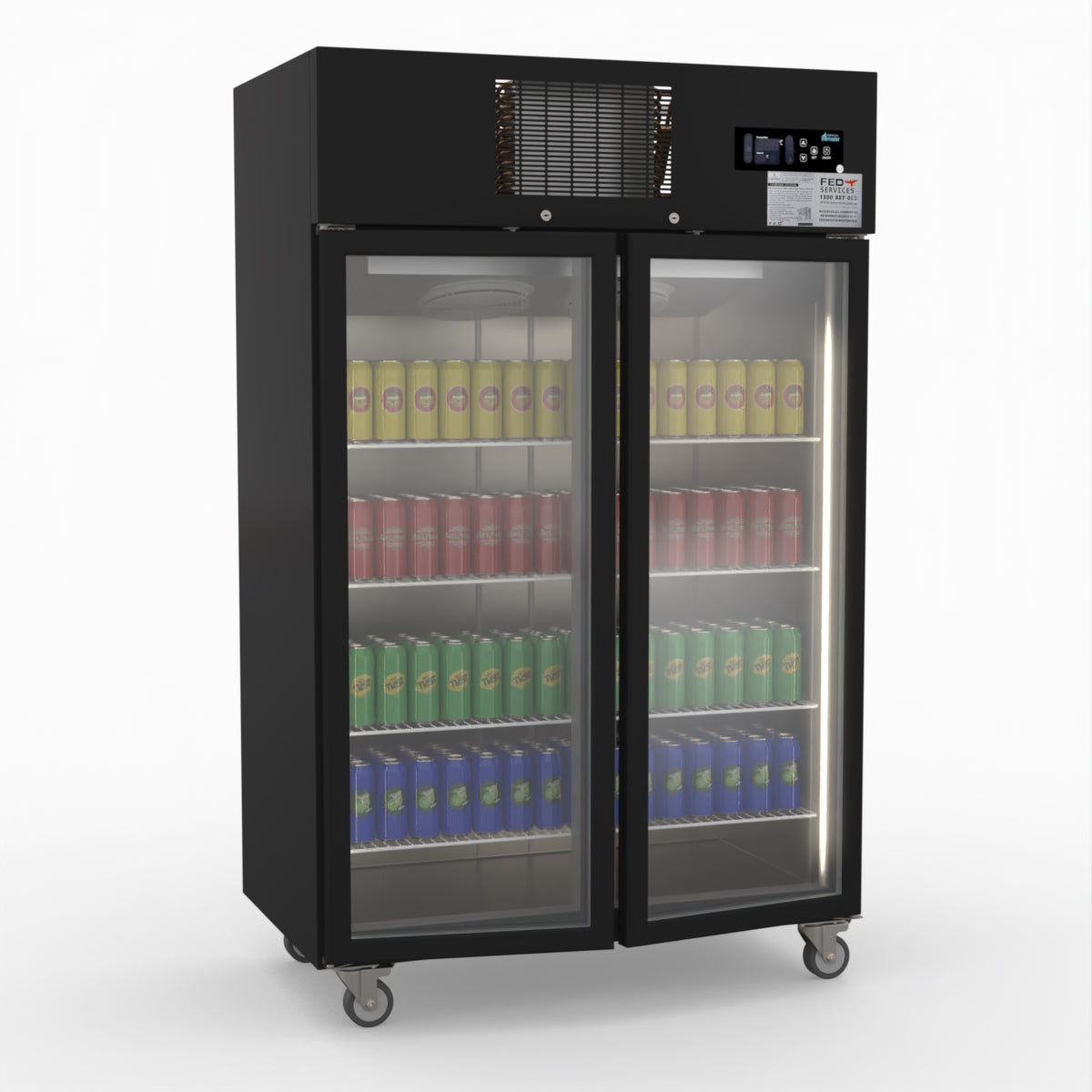 Thermaster Double Door Upright Display Fridge (black) SUCG1000B