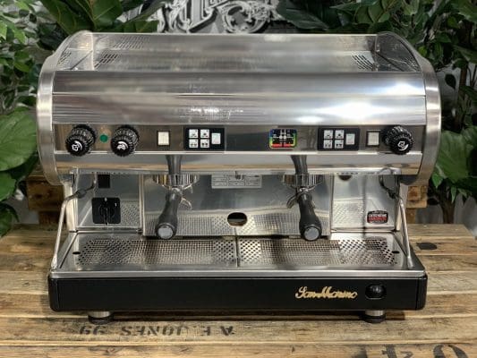 San Marino Lisa Stainless Steel & Base - 2 Group Commercial Espresso Machine - Black