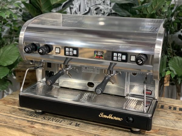 San Marino Lisa Stainless Steel & Base - 2 Group Commercial Espresso Machine - Black