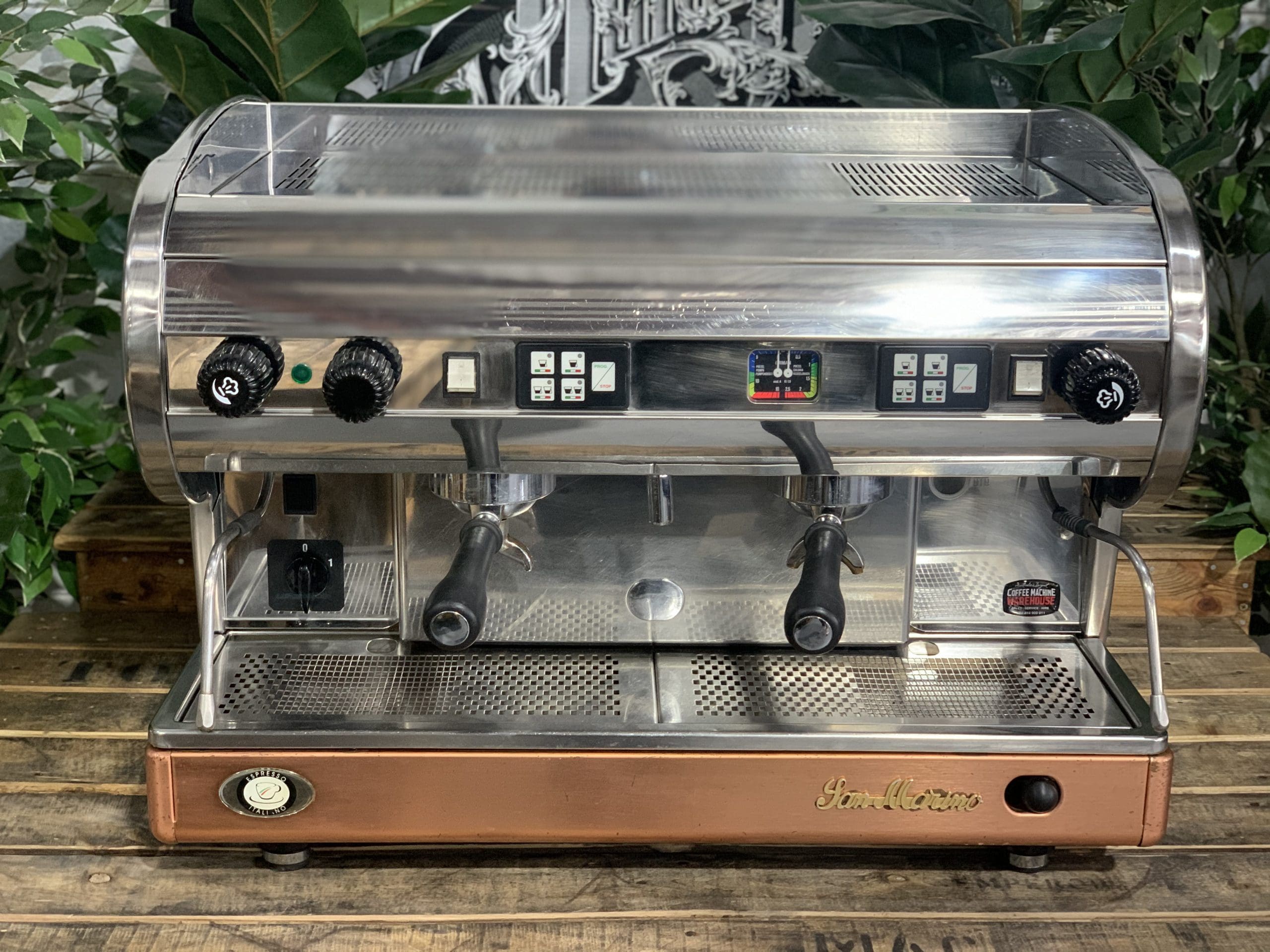 San Marino Lisa Brass Base - 2 Group Commercial Espresso Machine - Stainless Steel