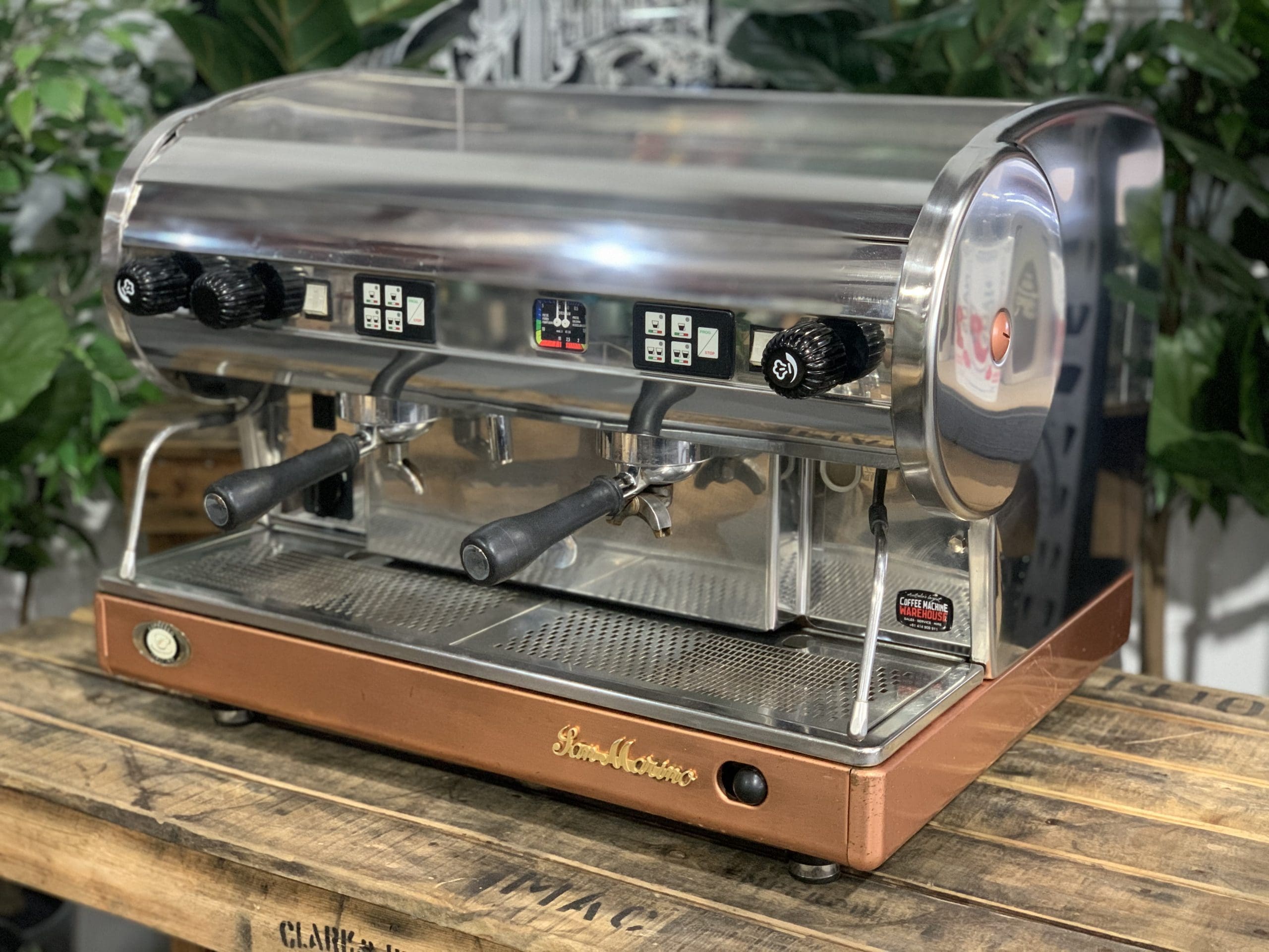 San Marino Lisa Brass Base - 2 Group Commercial Espresso Machine - Stainless Steel