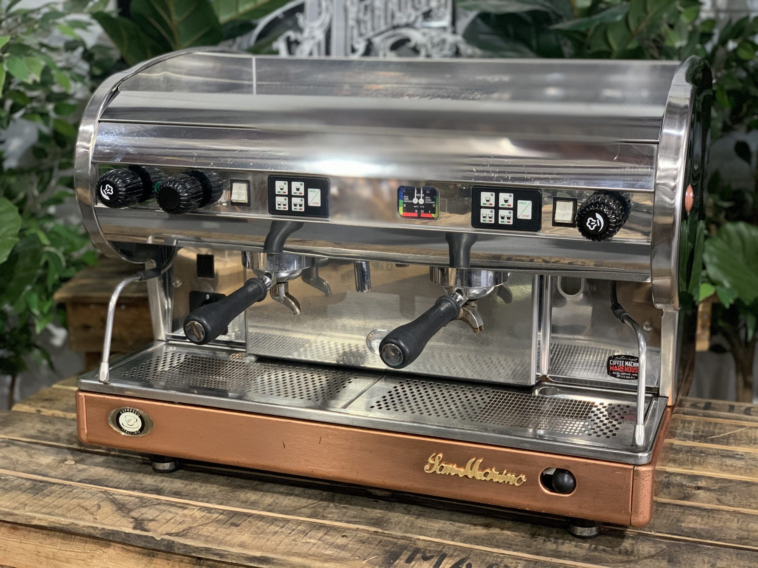 San Marino Lisa Brass Base - 2 Group Commercial Espresso Machine - Stainless Steel