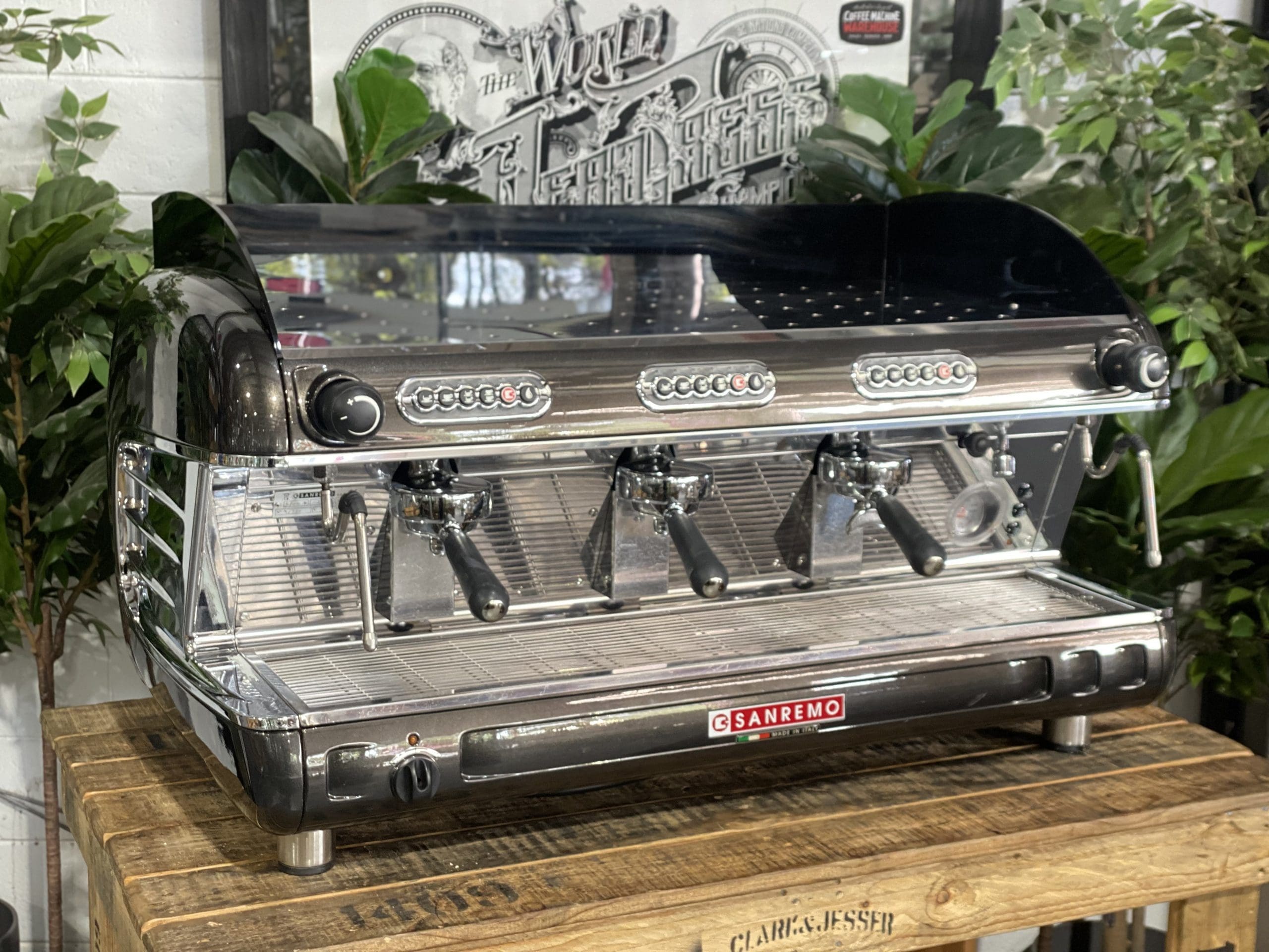 San Remo Verona High Cup Metallic - 3 Group Commercial Espresso Machine - Grey
