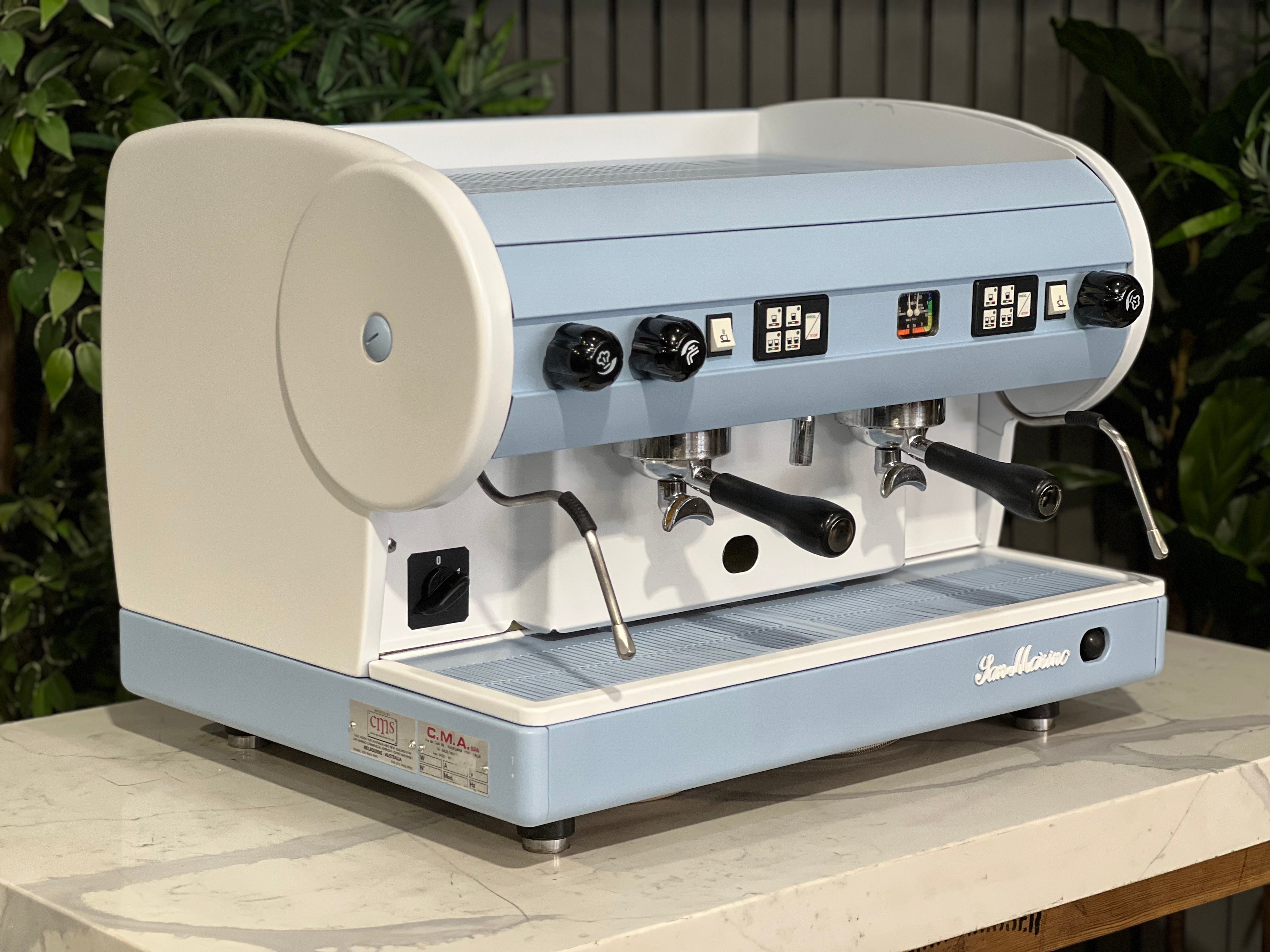 San Marino Lisa Blue - 2 Group Commercial Espresso Machine - White