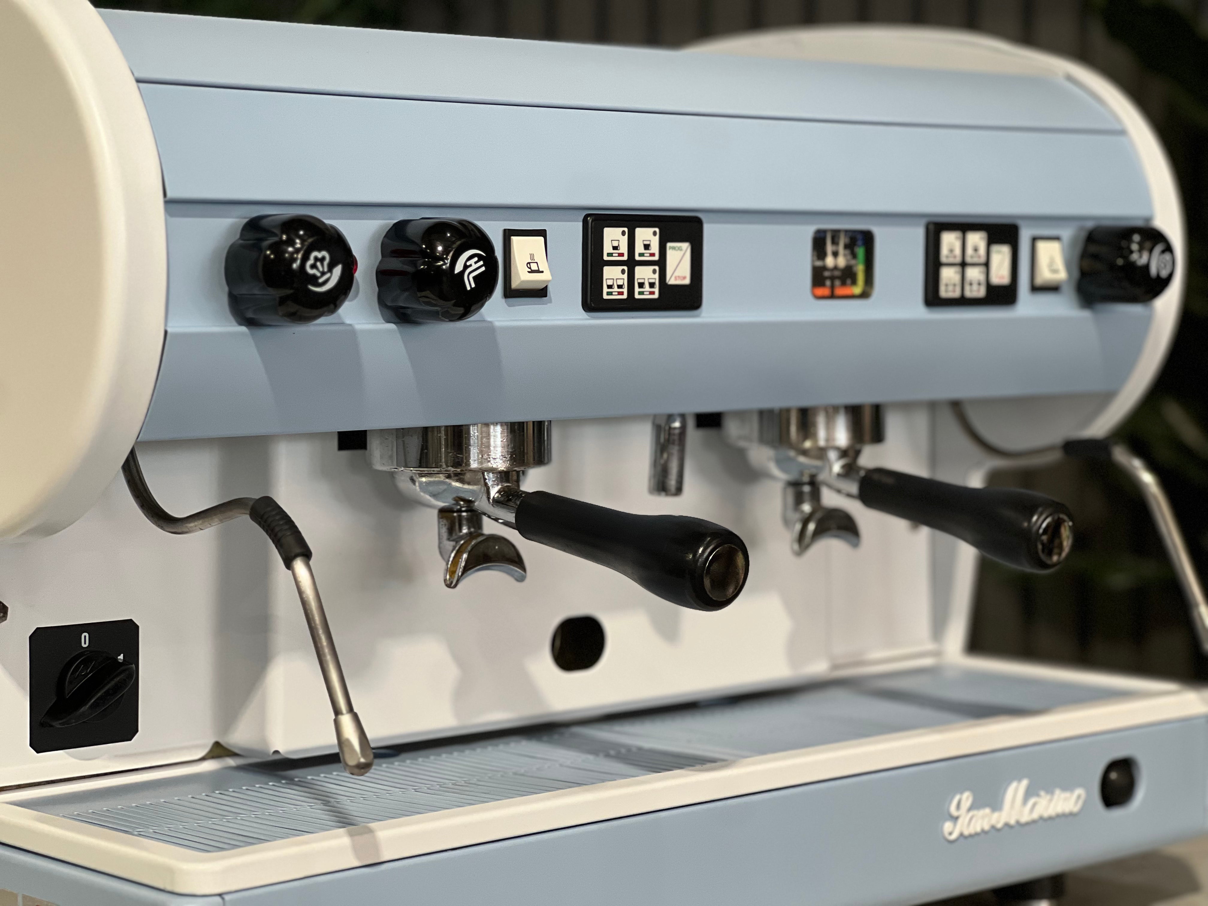 San Marino Lisa Blue - 2 Group Commercial Espresso Machine - White