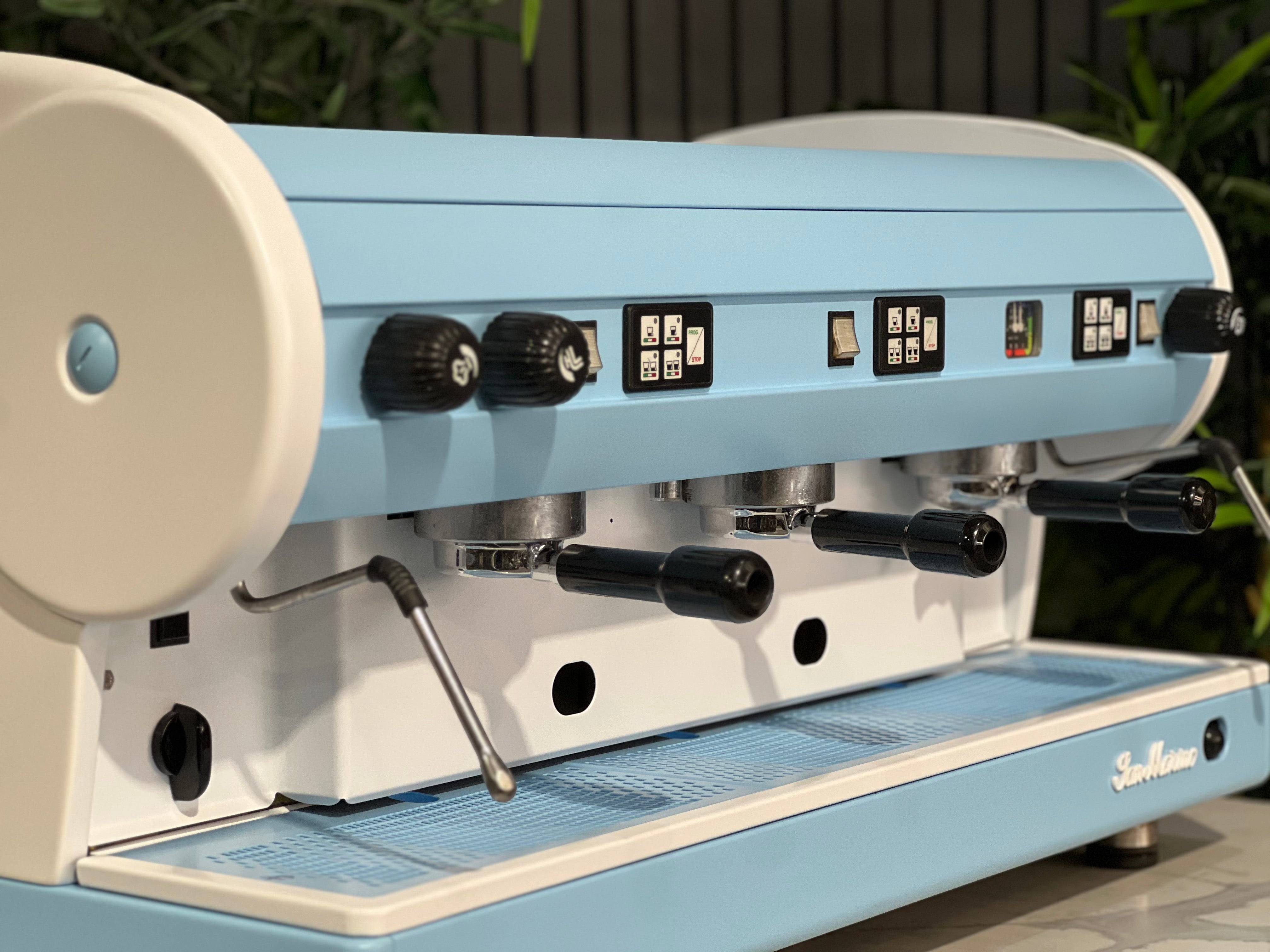 San Marino Lisa Blue - 3 Group Commercial Espresso Machine - White