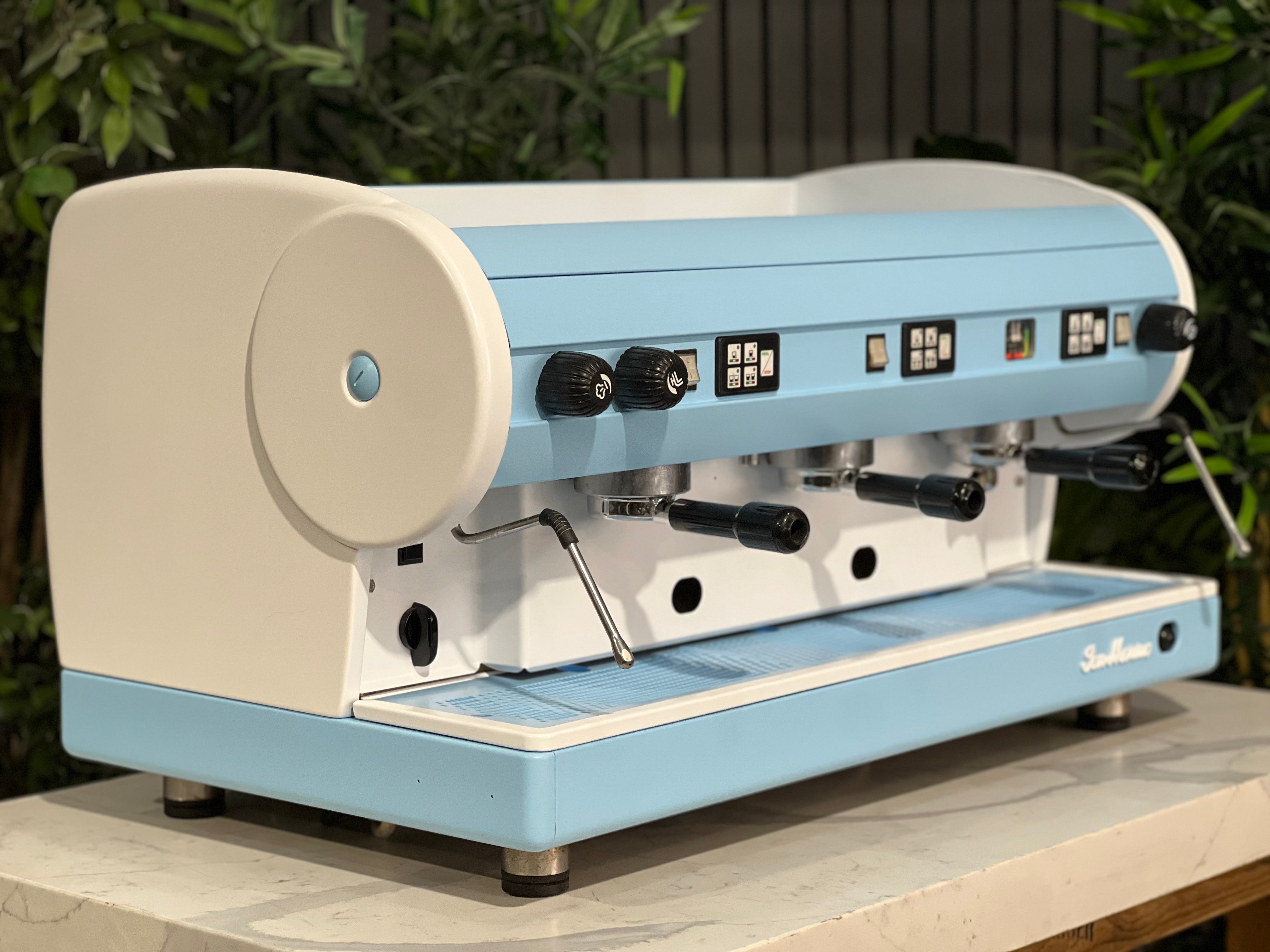 San Marino Lisa Blue - 3 Group Commercial Espresso Machine - White