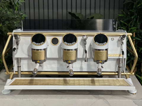 San Remo Cafe Racer White - 3 Group Commercial Espresso Machine - Gold