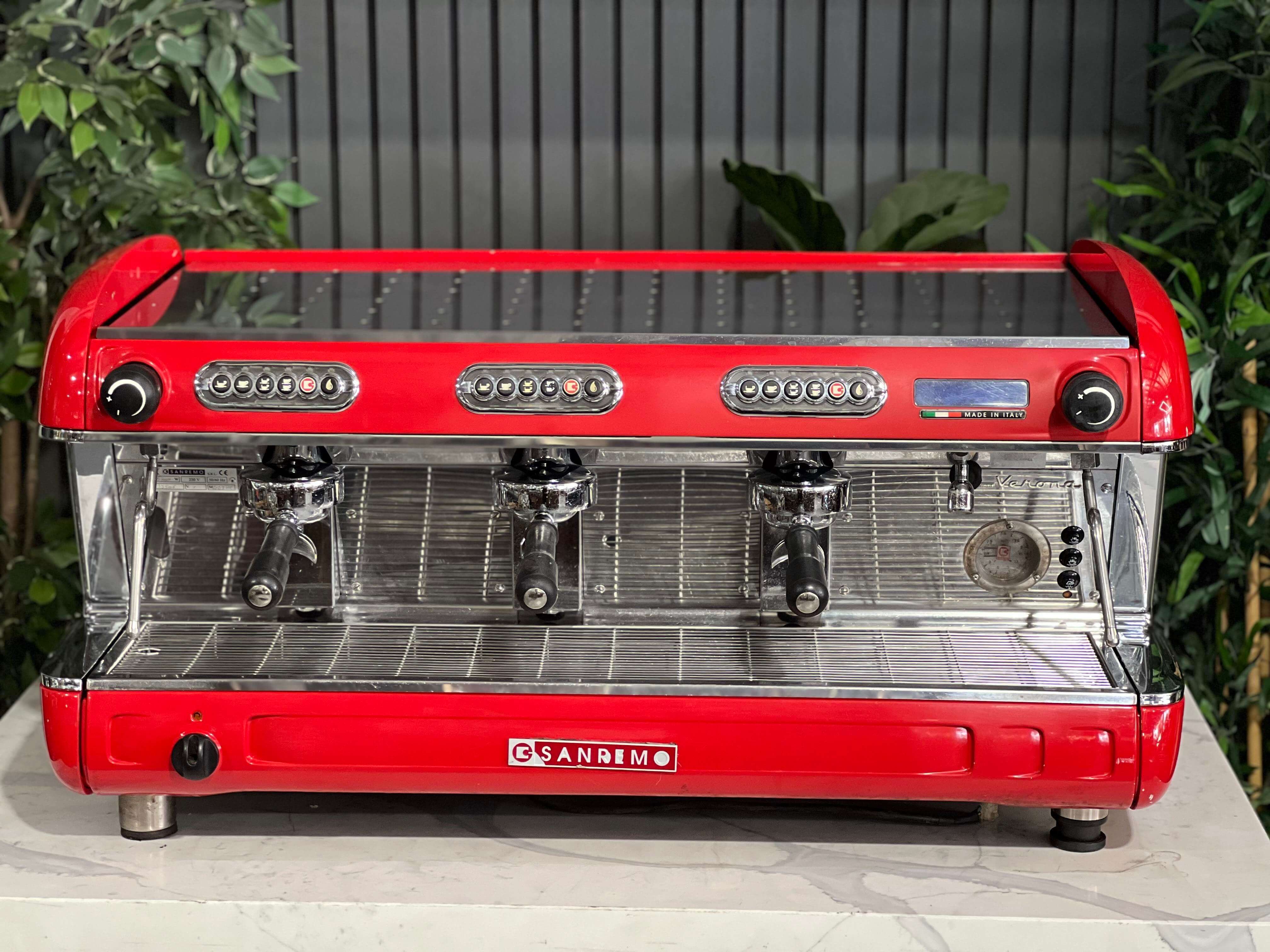 San Remo Verona - 3 Group Commercial Espresso Machine - Red