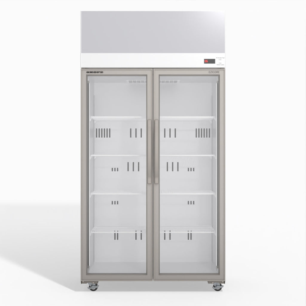Skope TCE1000N 2 Glass Door Display or Storage Fridge with EZICORE 896L - TCE1000N