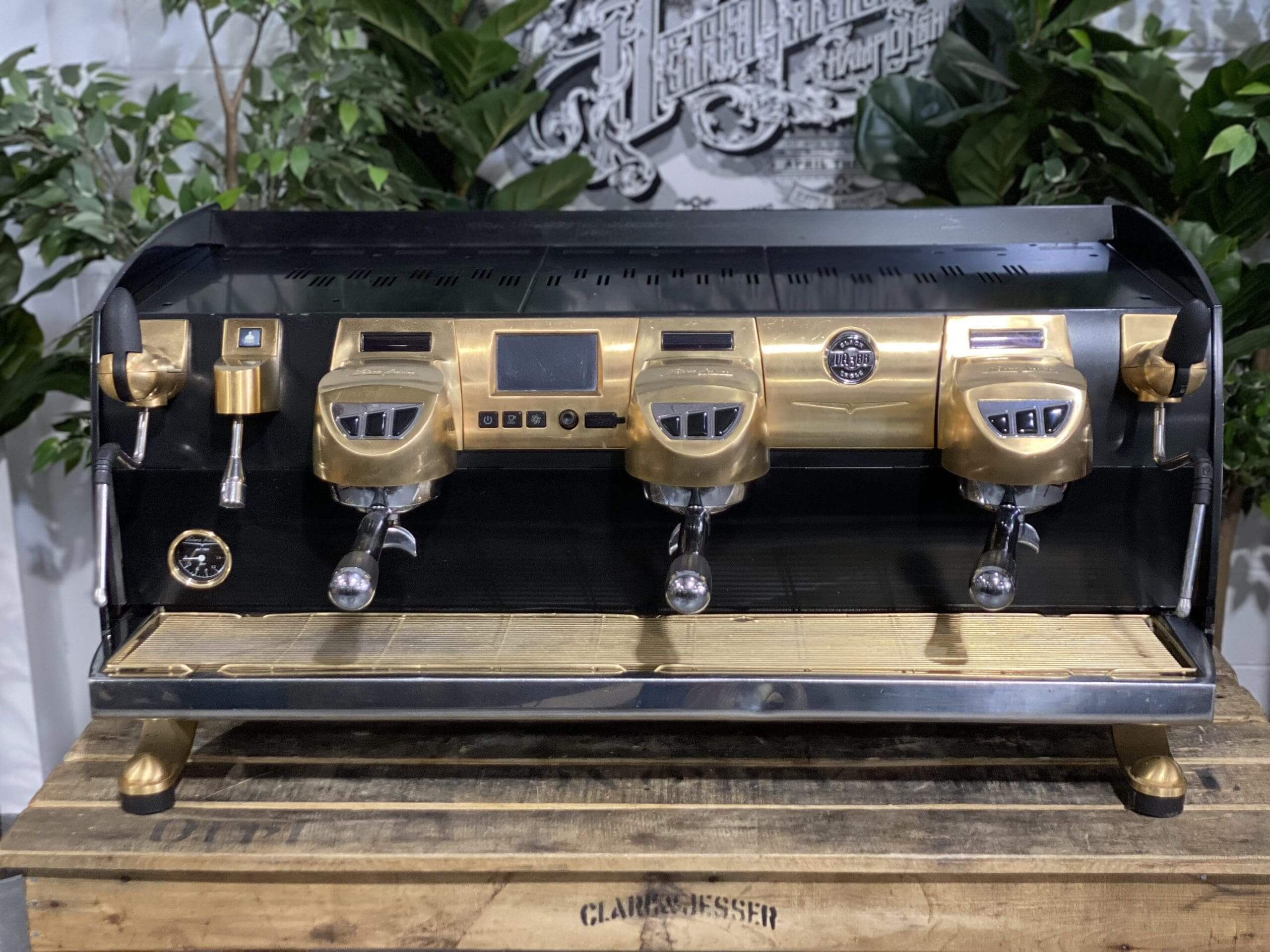 Victoria Arduino Black Eagle Full Black Custom Anodized Accents - 3 Group Commercial Espresso Machine - Gold