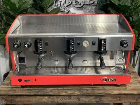 Wega Atlas EVD Bright - 3 Group Commercial Espresso Machine - Red