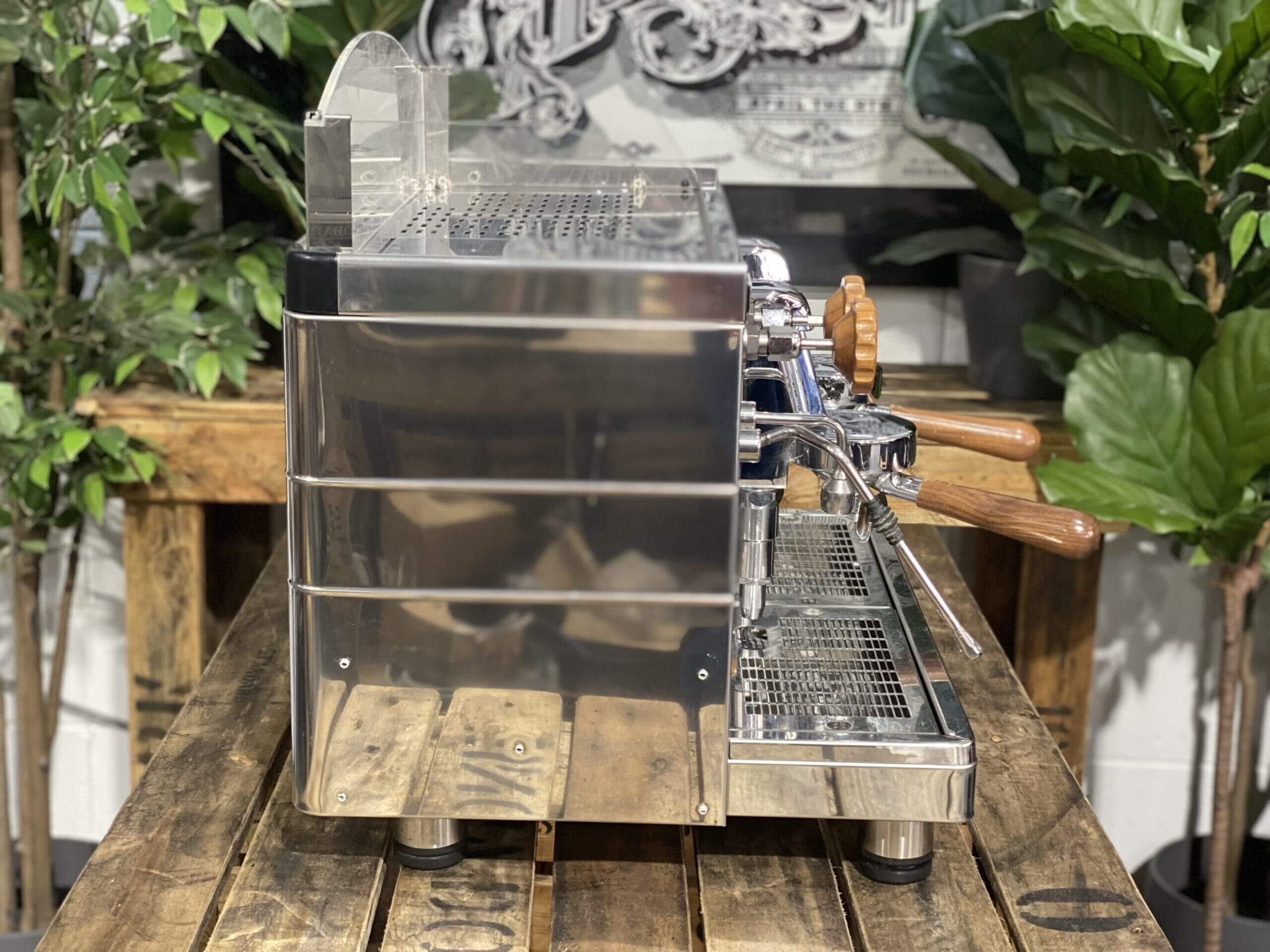 Wega Mini Nova Classic Stainless - 2 Group Commercial Espresso Machine - Timber