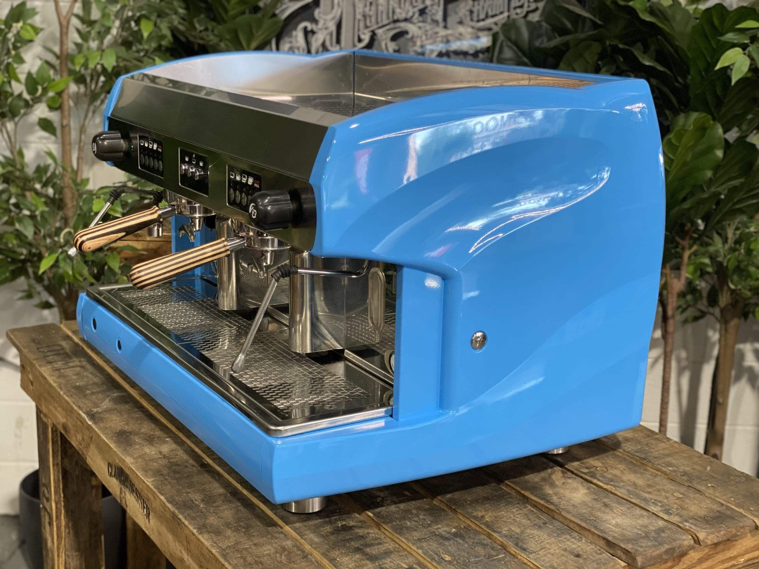 Wega Polaris High Cup Timber Handles - 2 Group Commercial Espresso Machine - Blue