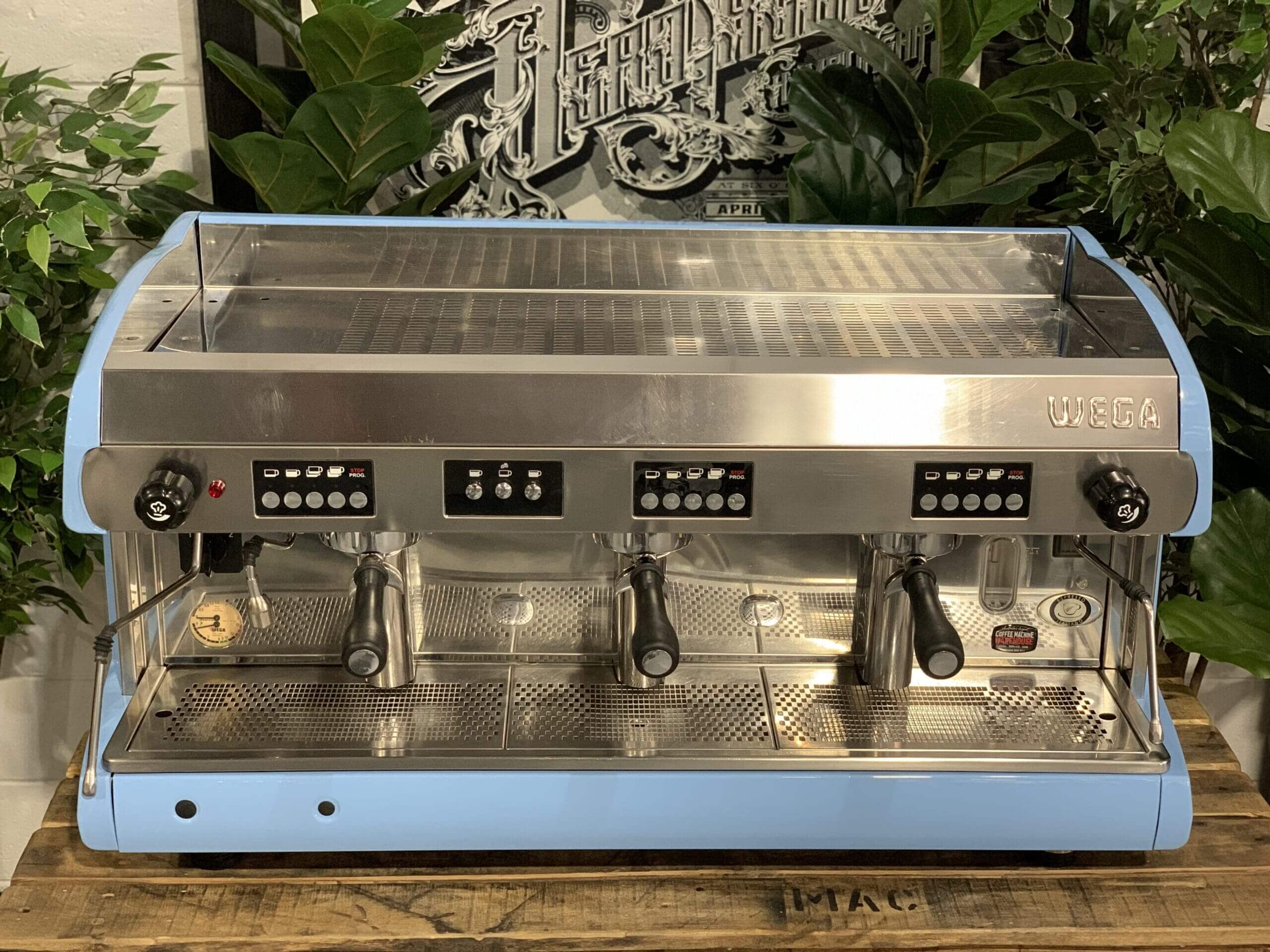 Wega Polaris High Cup Baby - 3 Group Commercial Espresso Machine - Blue