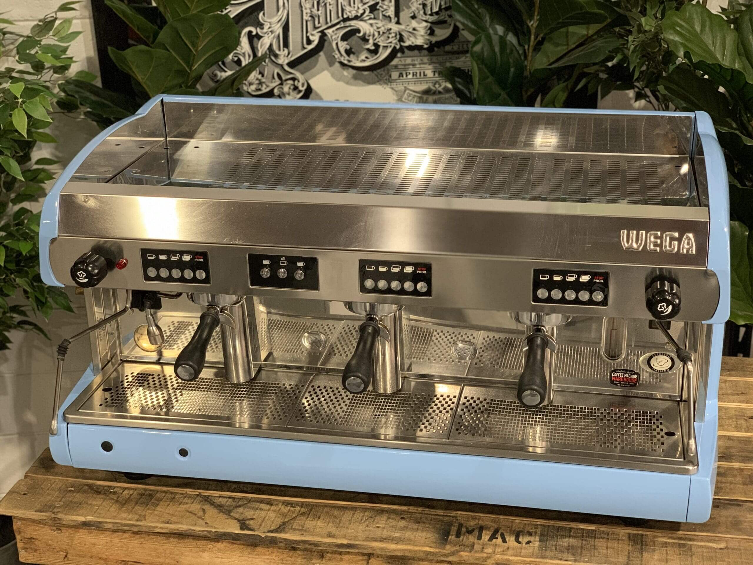 Wega Polaris High Cup Baby - 3 Group Commercial Espresso Machine - Blue