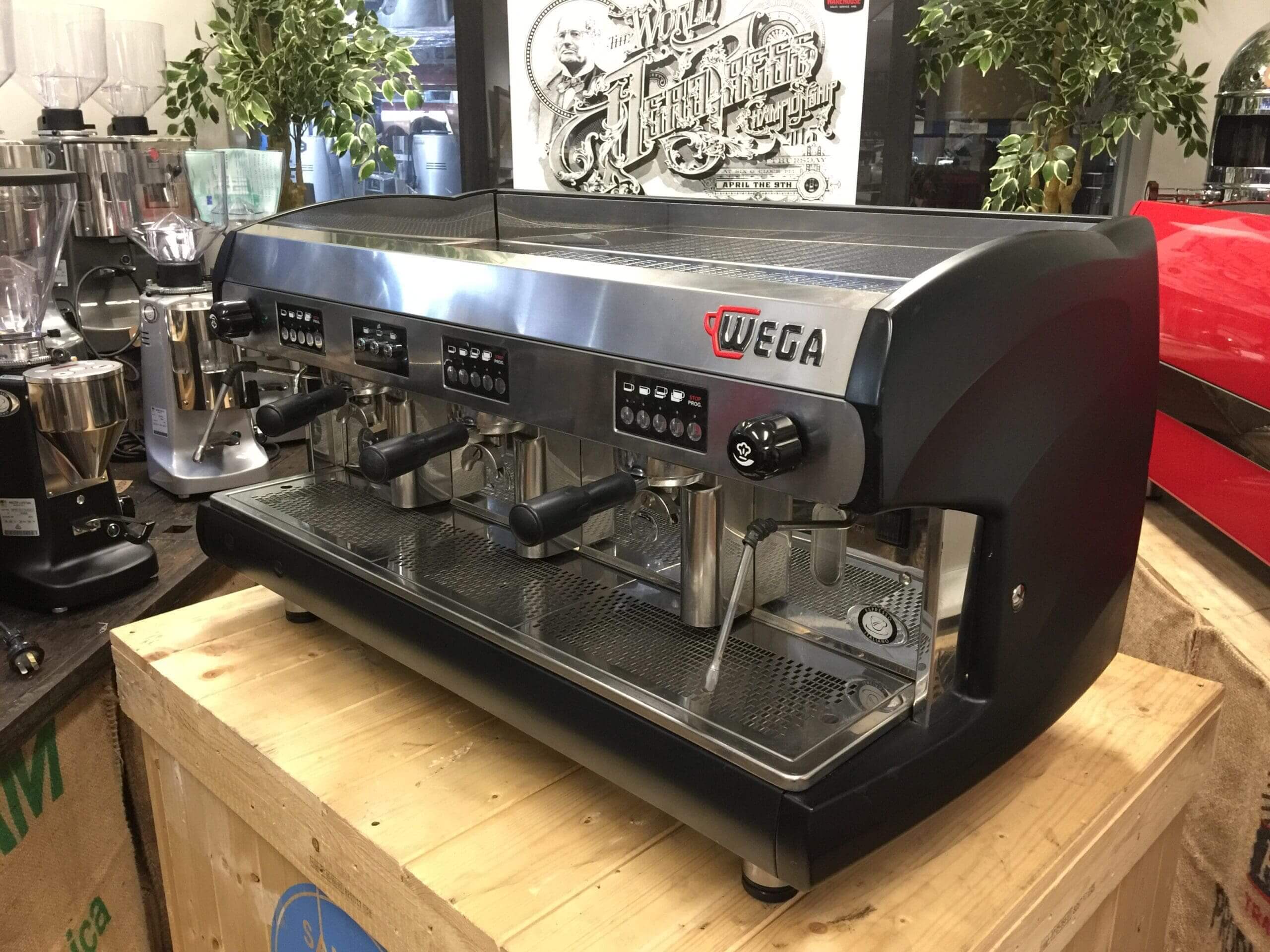 Wega Polaris High Cup Matte - 3 Group Commercial Espresso Machine - Black