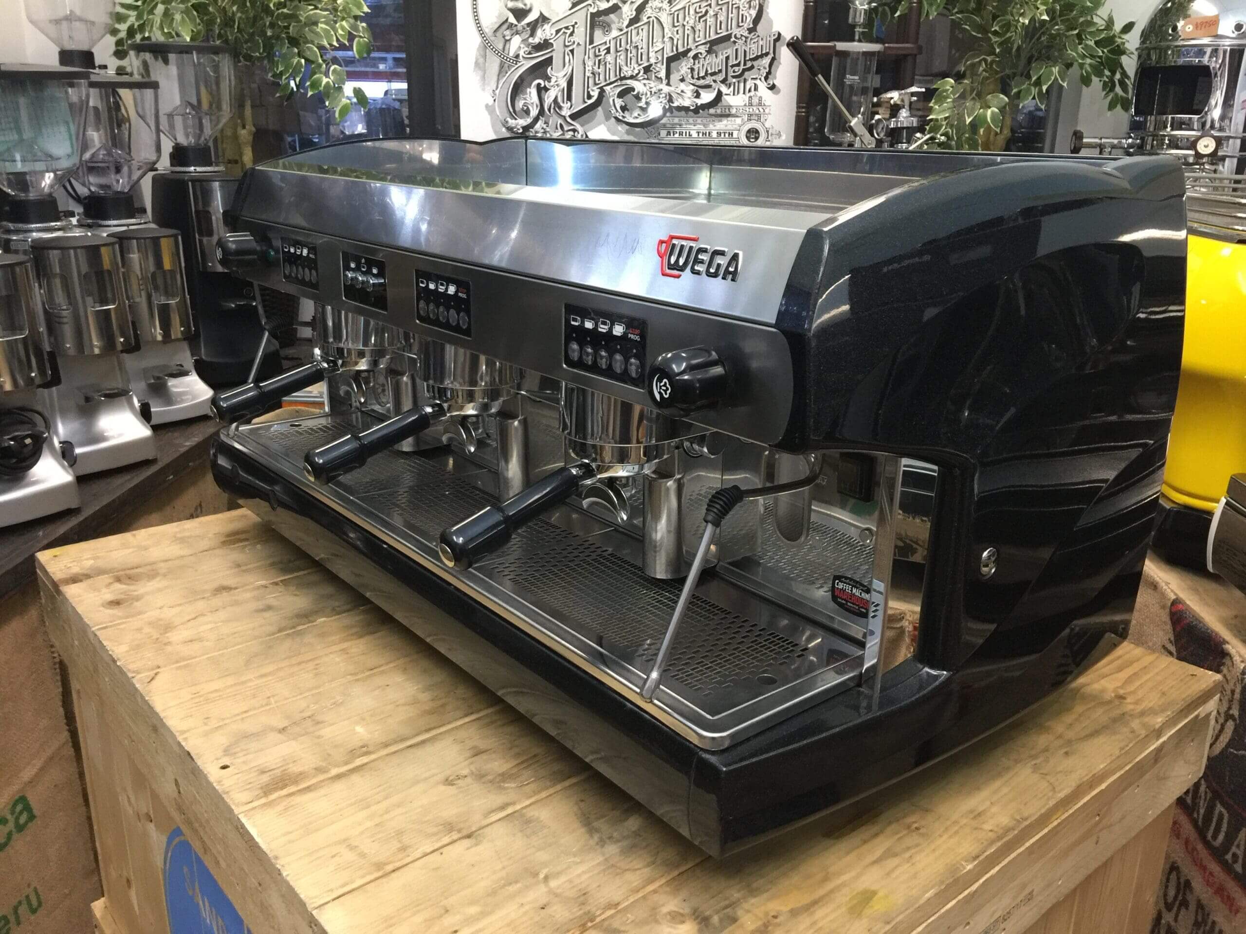 Wega Polaris Low Cup Metallic - 3 Group Commercial Espresso Machine - Black