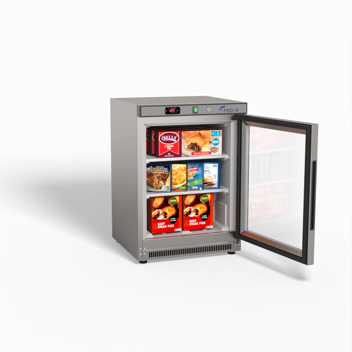 FED-X Thermaster Stainless Steel Upright Static Display Freezer XF200SG