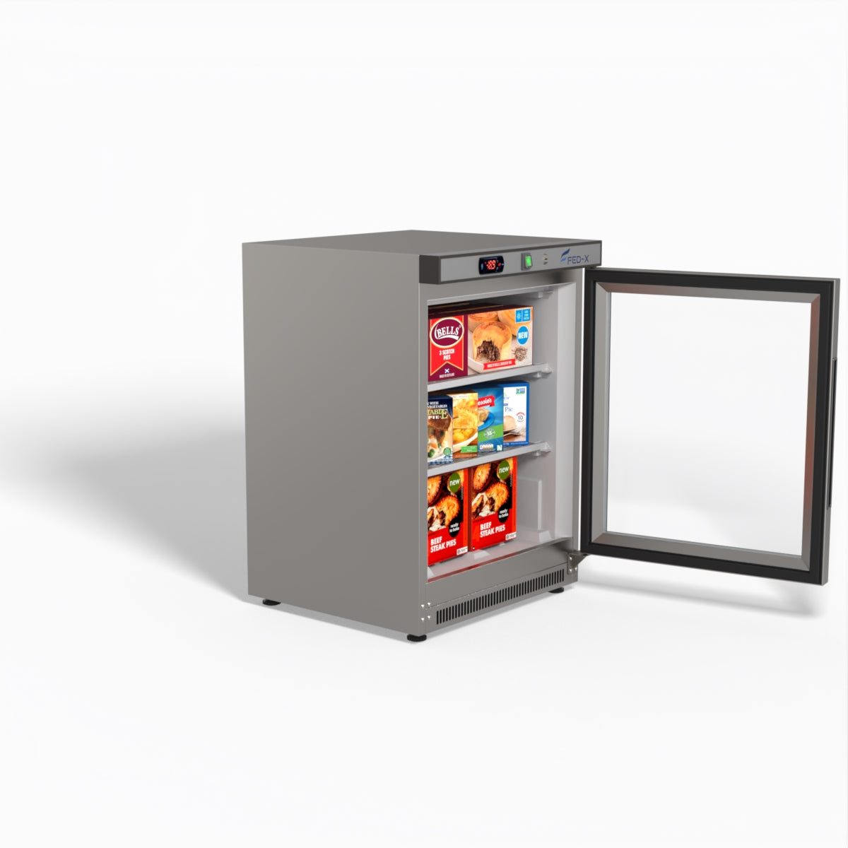 FED-X Thermaster Stainless Steel Upright Static Display Freezer XF200SG