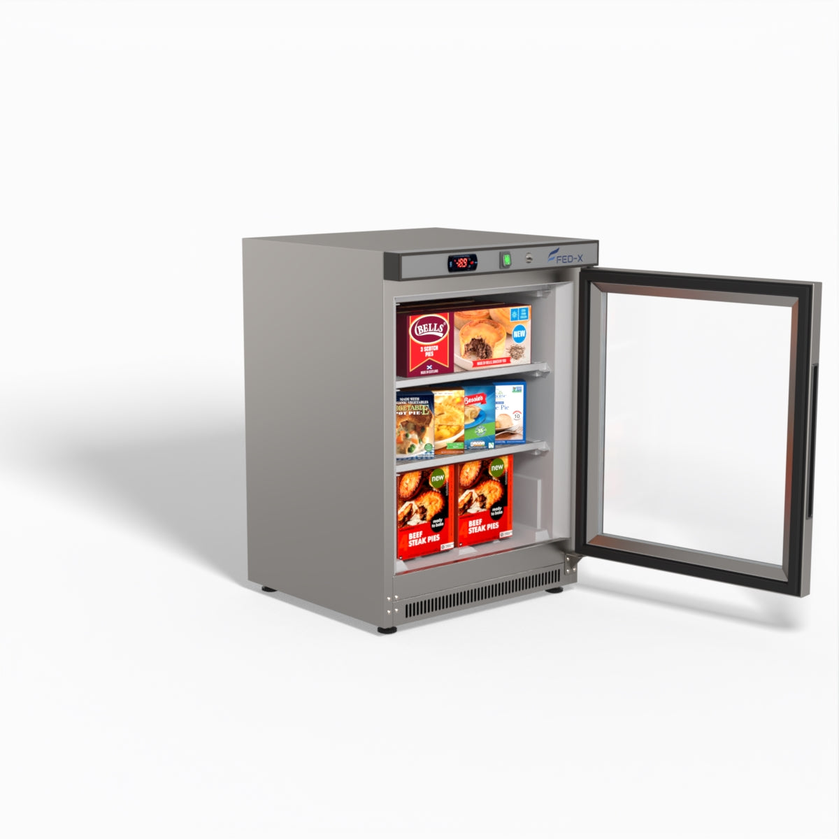 FED-X Thermaster Stainless Steel Upright Static Display Freezer XF200SG