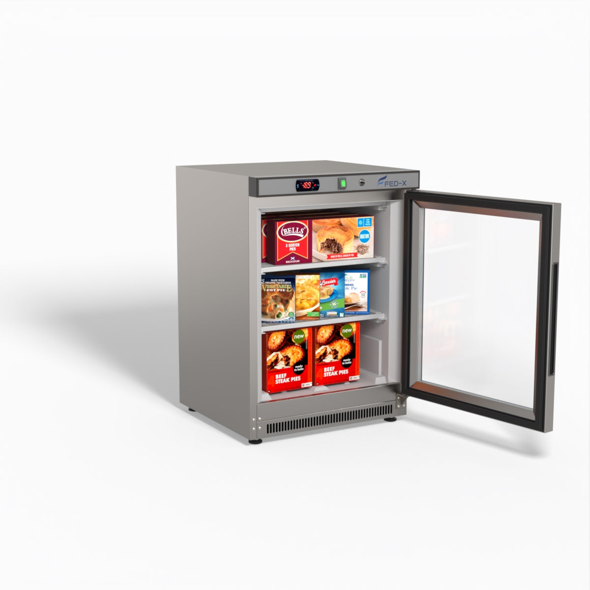 FED-X Thermaster Stainless Steel Upright Static Display Freezer XF200SG