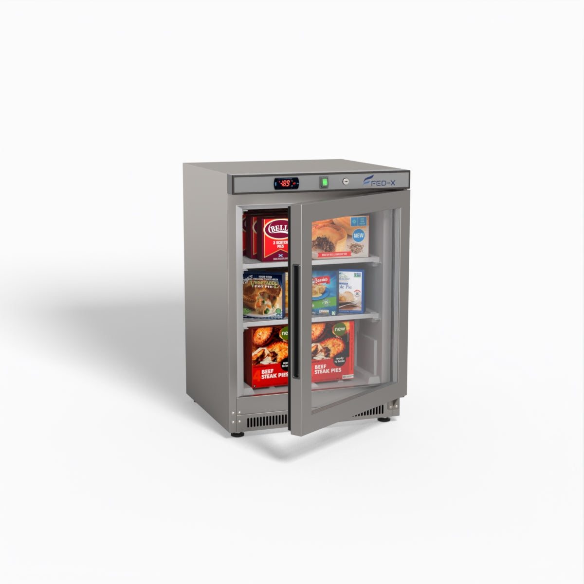FED-X Thermaster Stainless Steel Upright Static Display Freezer XF200SG