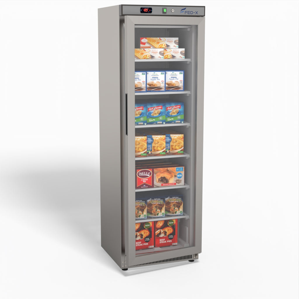 FED-X Thermaster Stainless Steel Upright Static Display Freezer XF400SG