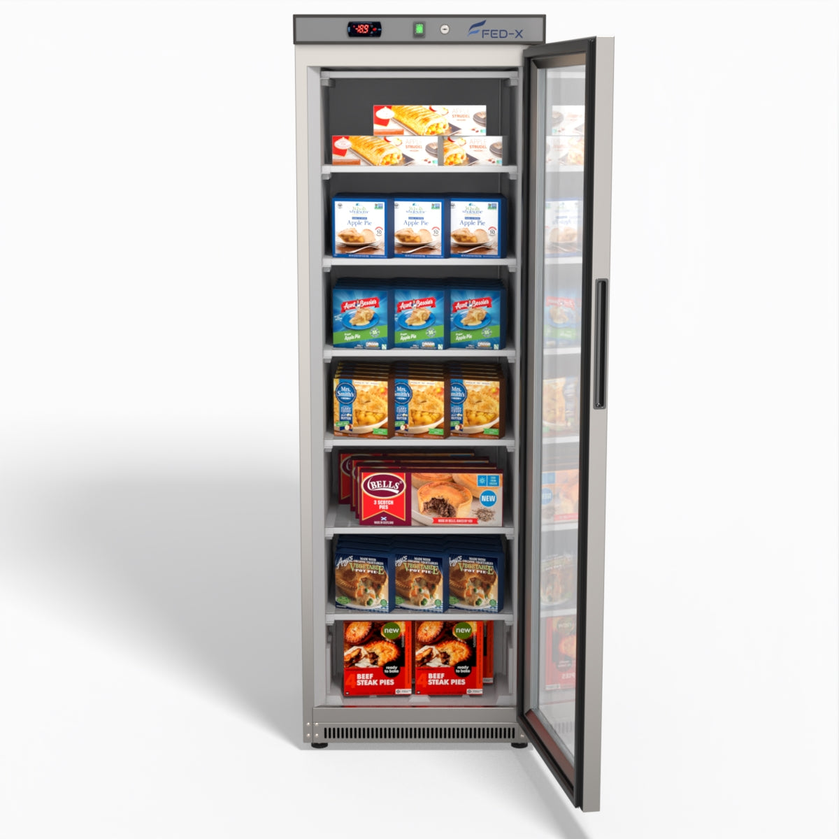 FED-X Thermaster Stainless Steel Upright Static Display Freezer XF400SG