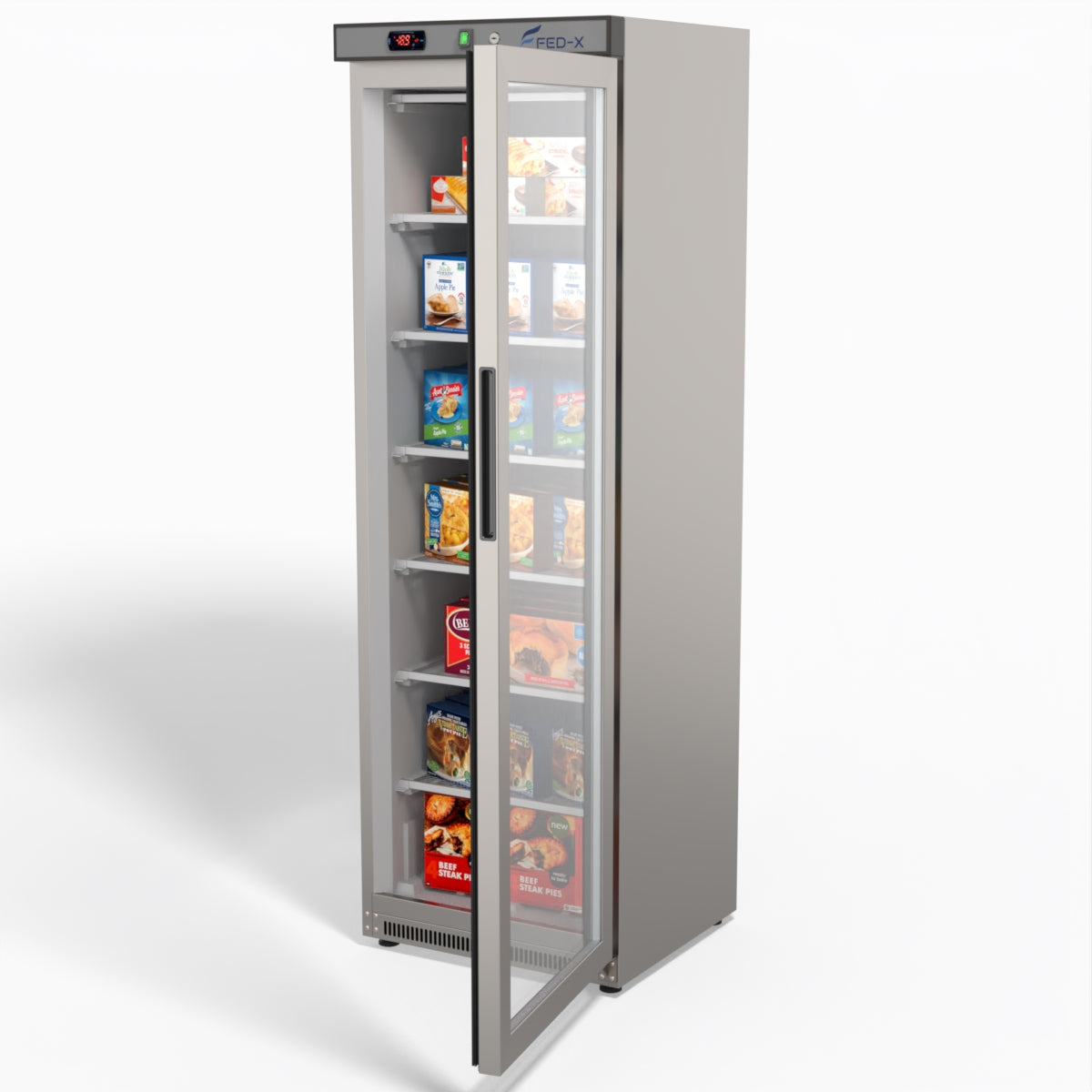FED-X Thermaster Stainless Steel Upright Static Display Freezer XF400SG