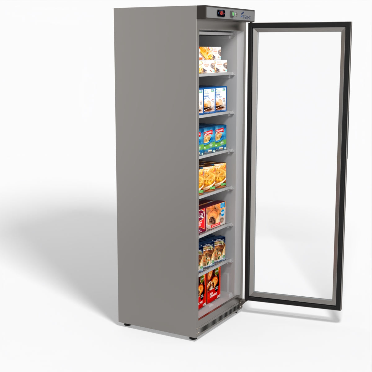 FED-X Thermaster Stainless Steel Upright Static Display Freezer XF400SG