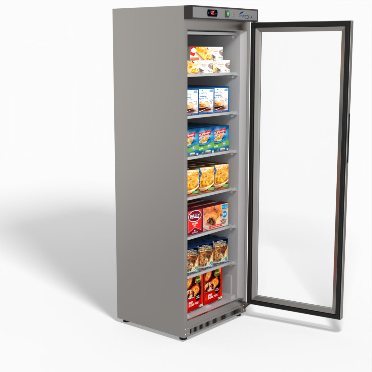 FED-X Thermaster Stainless Steel Upright Static Display Freezer XF400SG