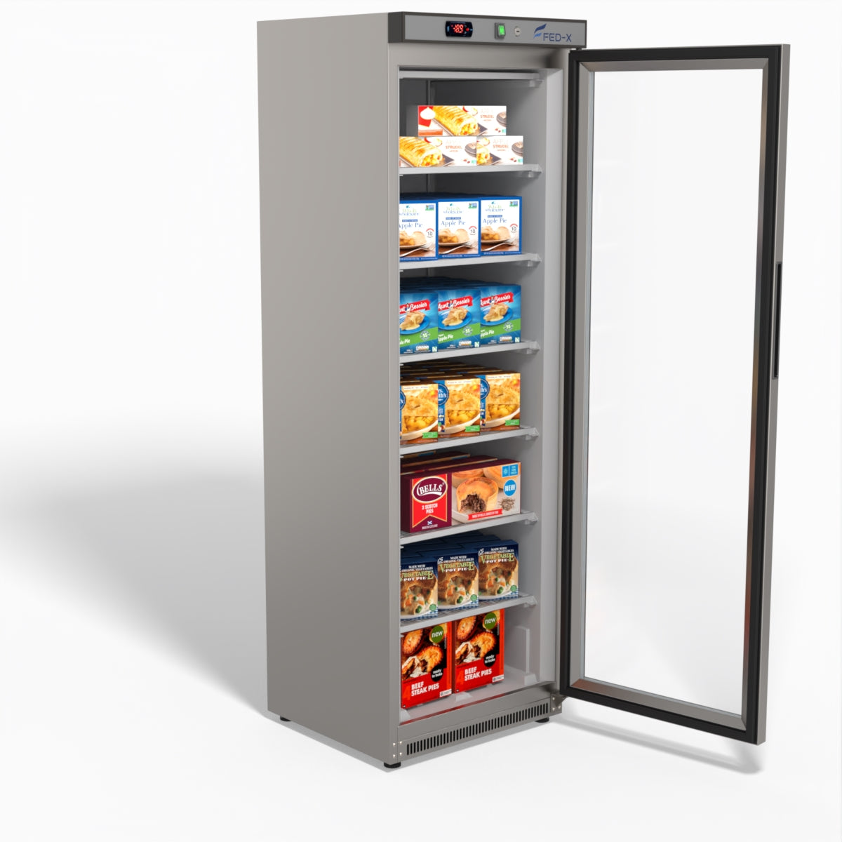 FED-X Thermaster Stainless Steel Upright Static Display Freezer XF400SG