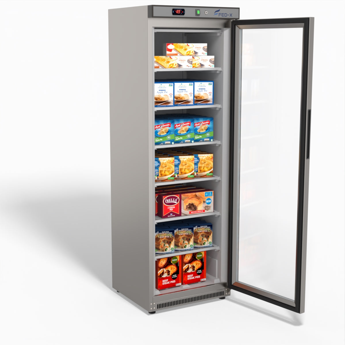 FED-X Thermaster Stainless Steel Upright Static Display Freezer XF400SG