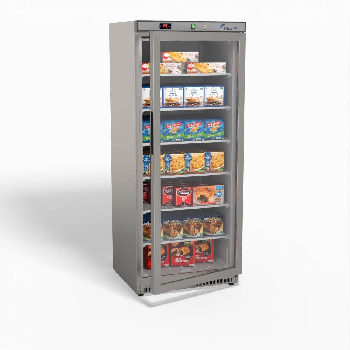 FED-X Thermaster Stainless Steel Upright Static Display Freezer XF600SG