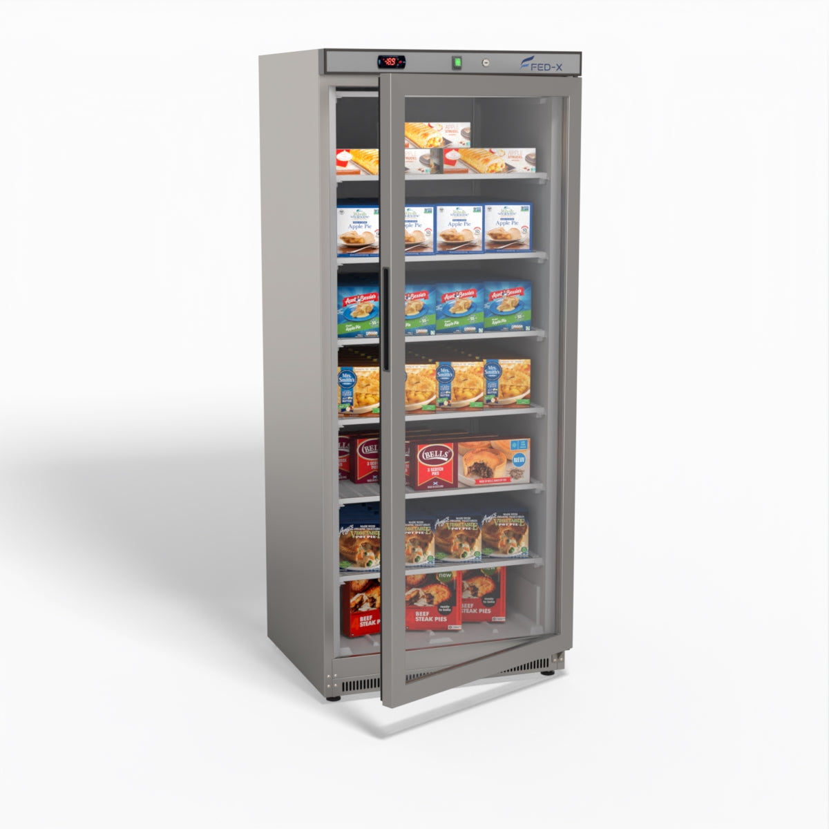 FED-X Thermaster Stainless Steel Upright Static Display Freezer XF600SG