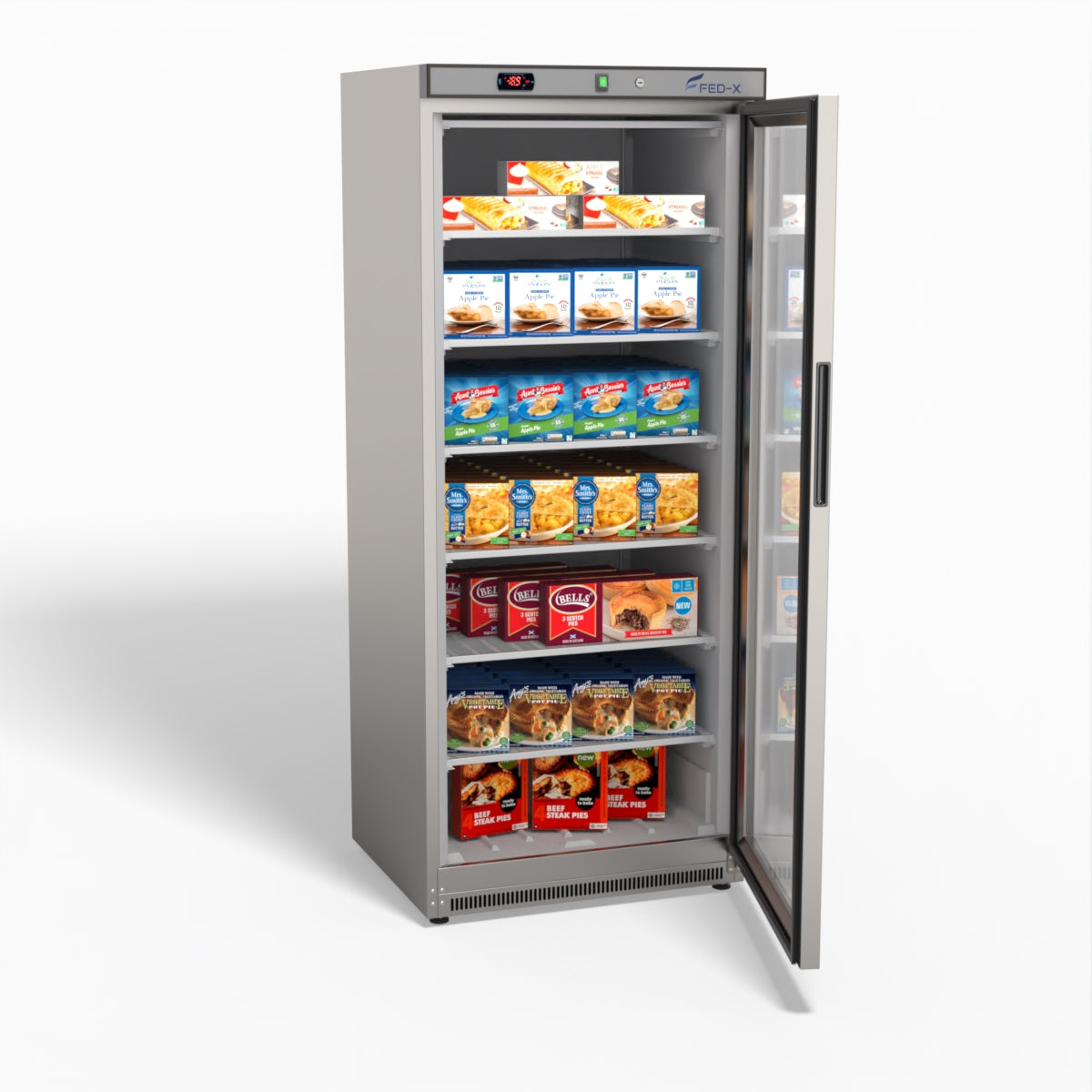 FED-X Thermaster Stainless Steel Upright Static Display Freezer XF600SG