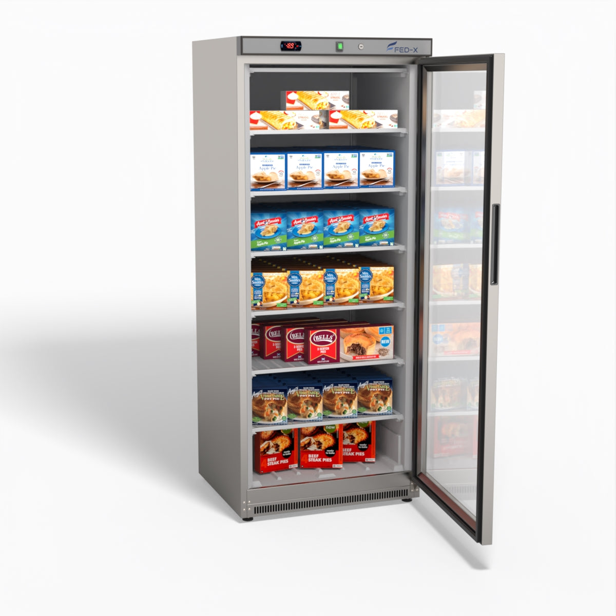 FED-X Thermaster Stainless Steel Upright Static Display Freezer XF600SG