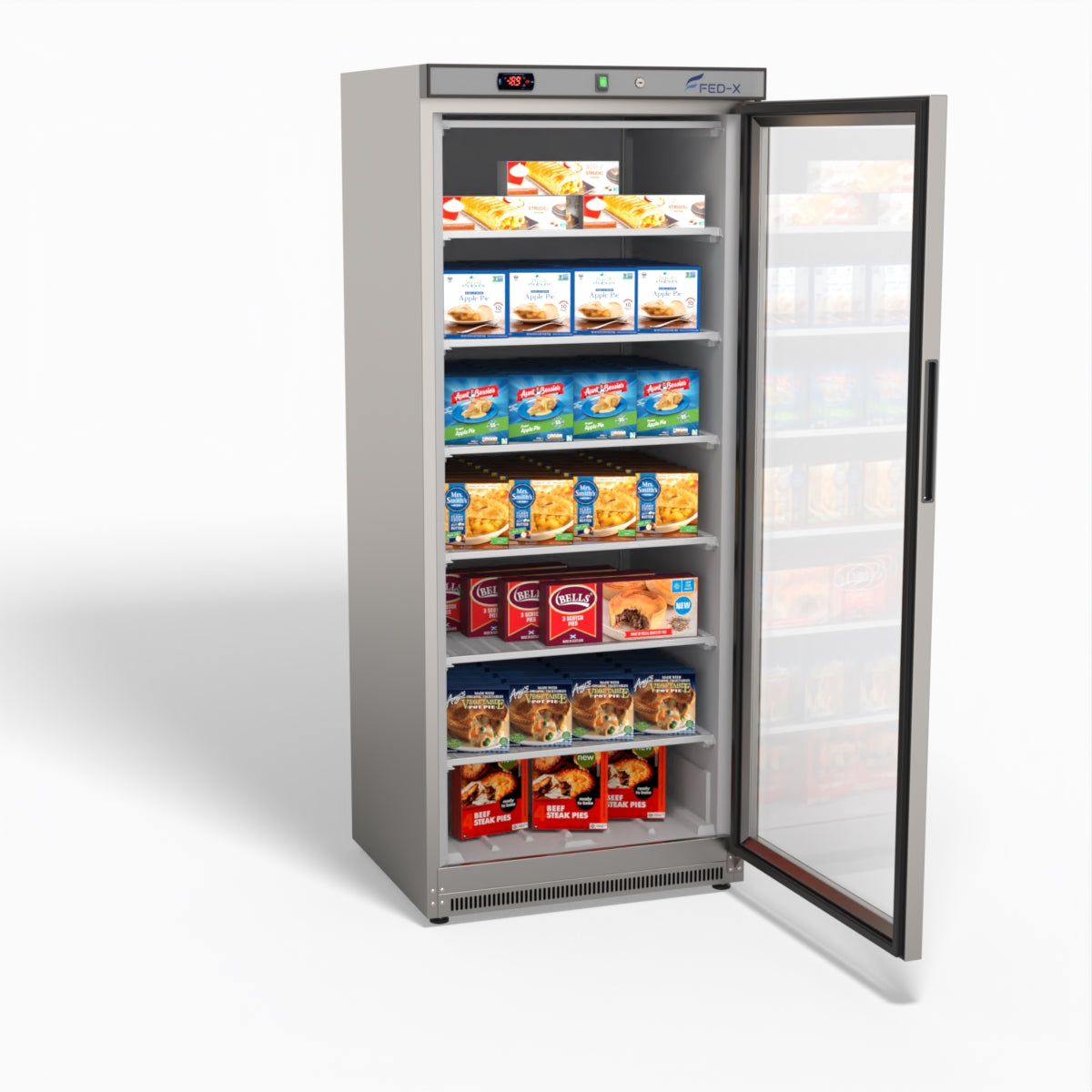 FED-X Thermaster Stainless Steel Upright Static Display Freezer XF600SG