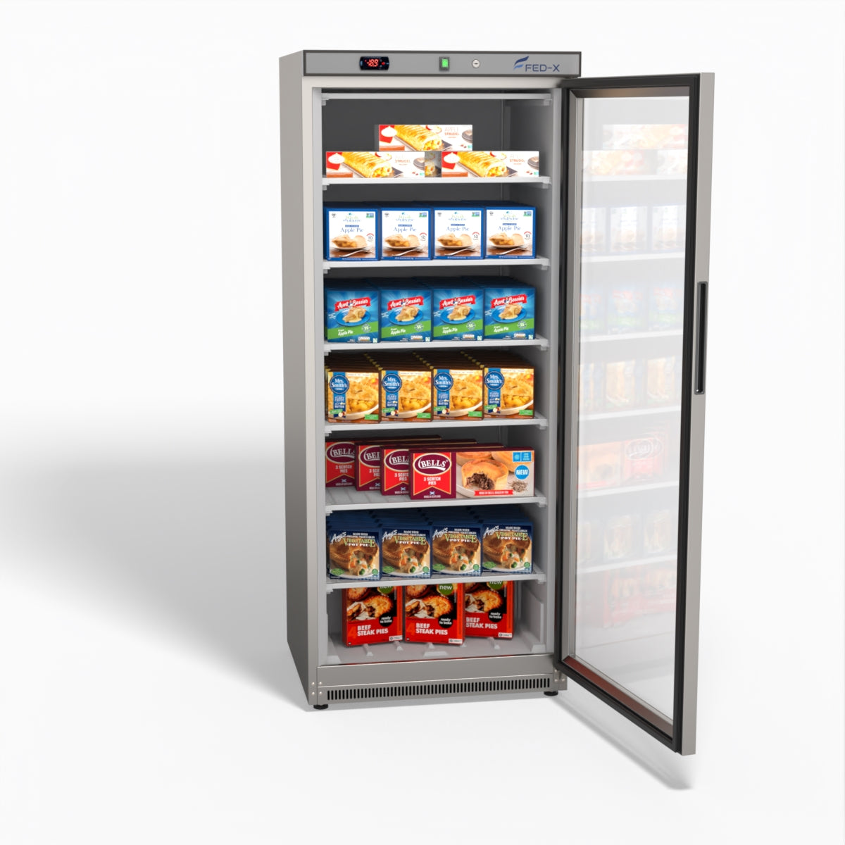 FED-X Thermaster Stainless Steel Upright Static Display Freezer XF600SG