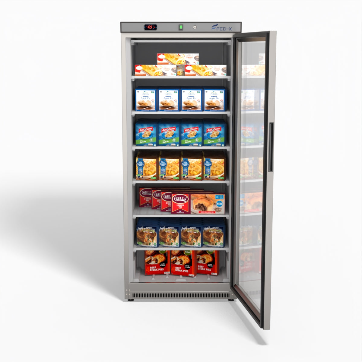 FED-X Thermaster Stainless Steel Upright Static Display Freezer XF600SG