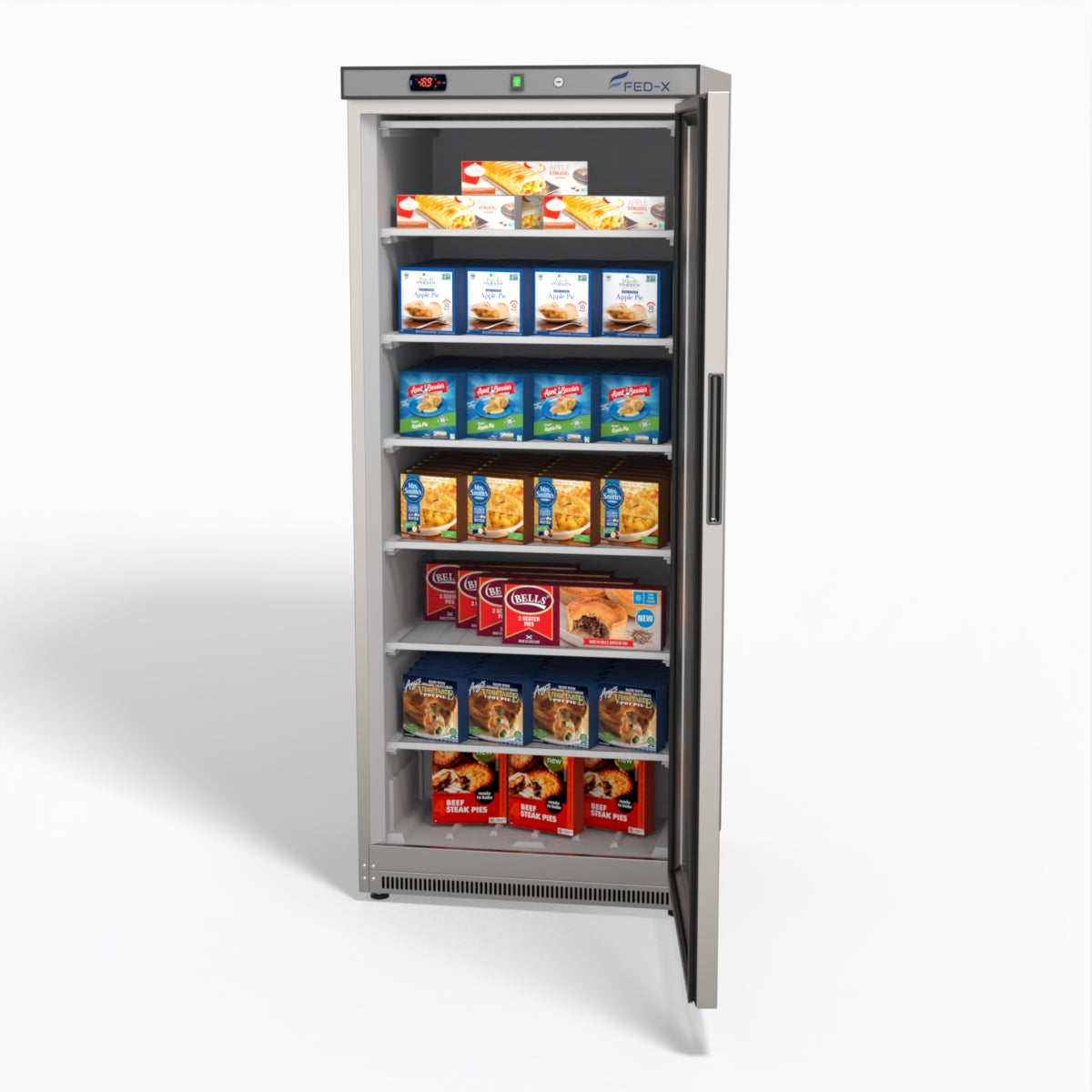 FED-X Thermaster Stainless Steel Upright Static Display Freezer XF600SG