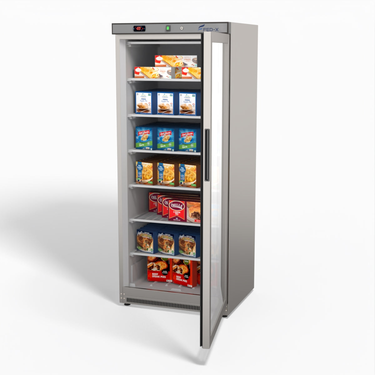 FED-X Thermaster Stainless Steel Upright Static Display Freezer XF600SG