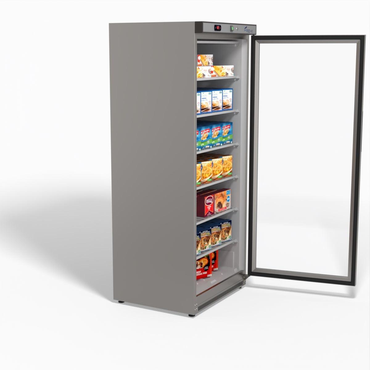 FED-X Thermaster Stainless Steel Upright Static Display Freezer XF600SG