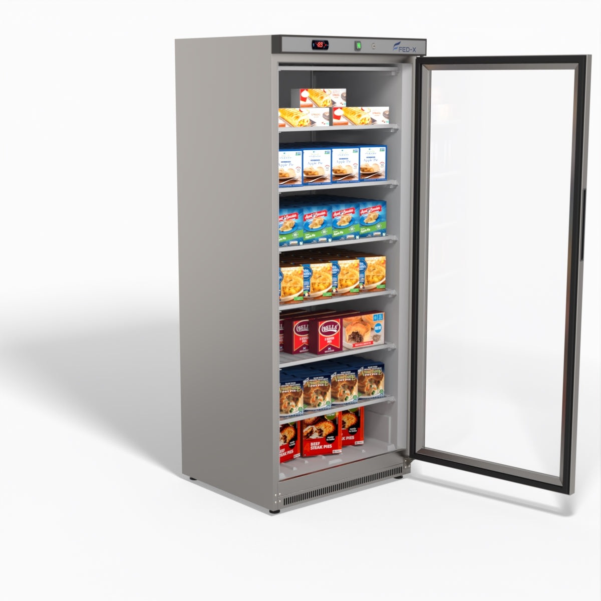 FED-X Thermaster Stainless Steel Upright Static Display Freezer XF600SG