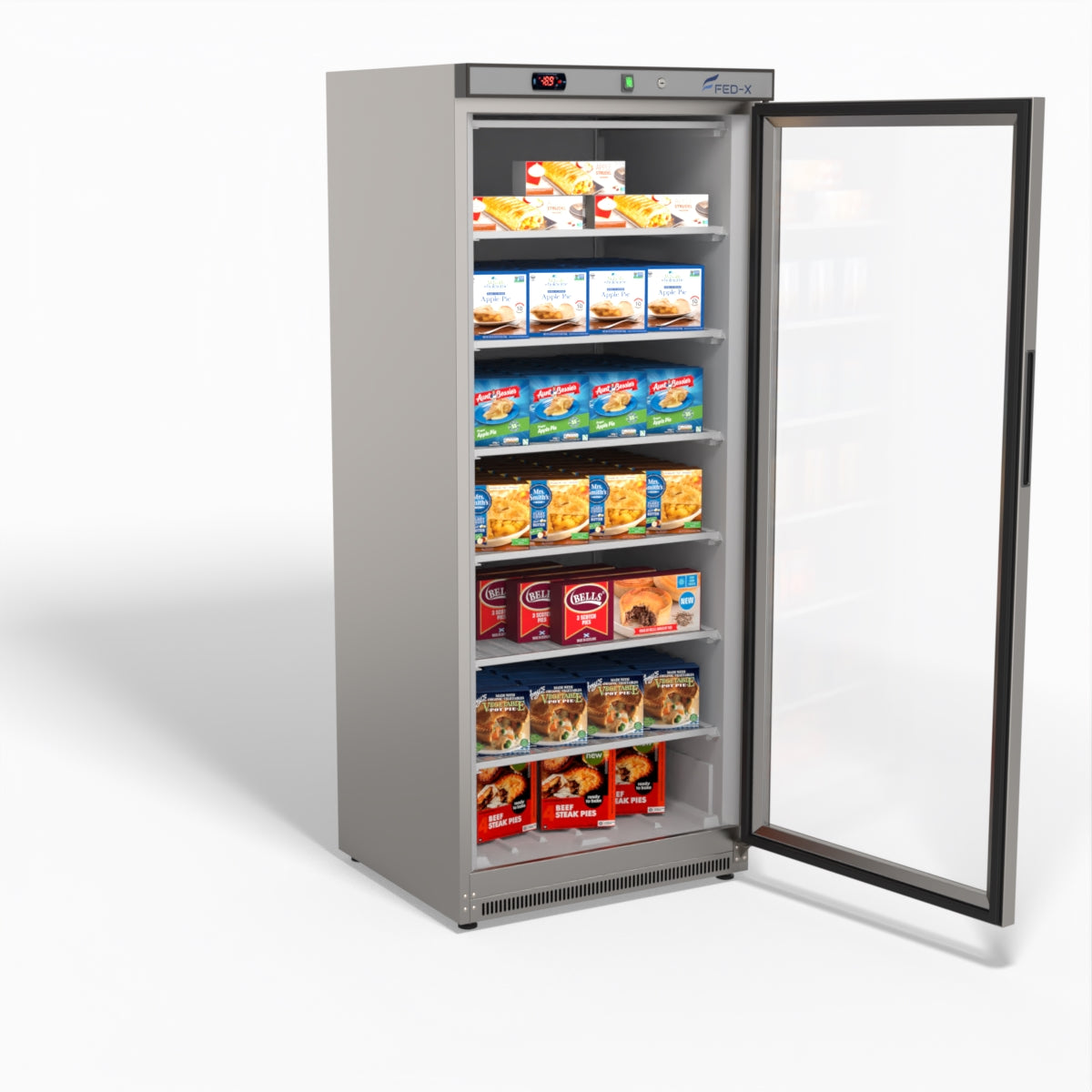 FED-X Thermaster Stainless Steel Upright Static Display Freezer XF600SG