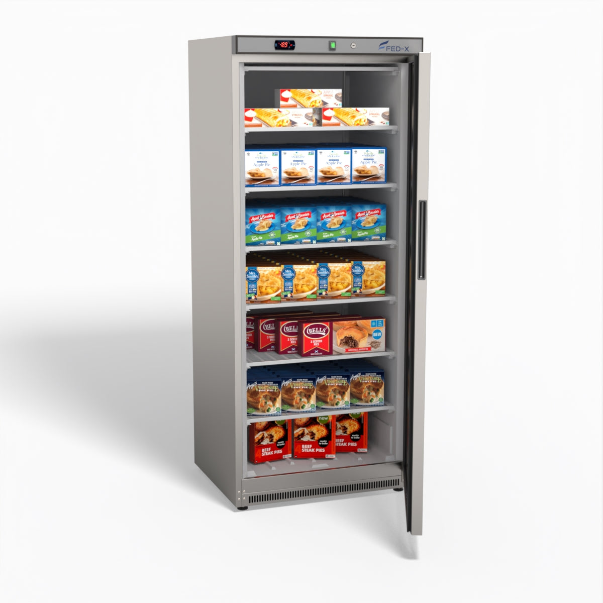 FED-X Thermaster Stainless Steel Upright Static Display Freezer XF600SG